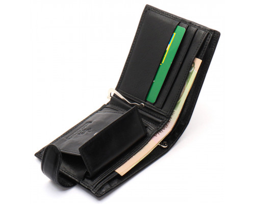 Чорне шкіряне чоловіче портмоне із затискачем для грошей Marco Coverna MC-2006H-1