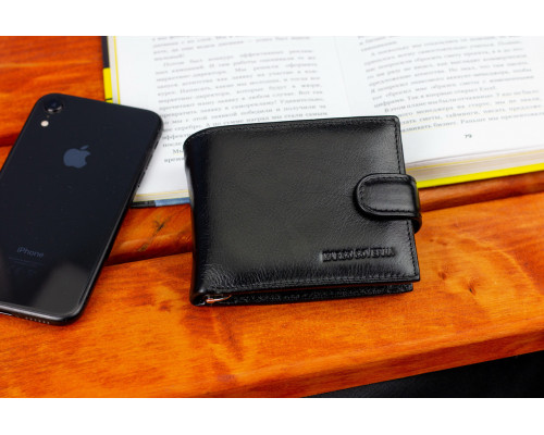 Чорне шкіряне чоловіче портмоне із затискачем для грошей Marco Coverna MC-2006H-1