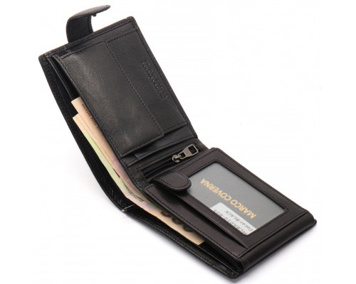 Чорне шкіряне портмоне з відділом для документів Marco Coverna MCBK10-805