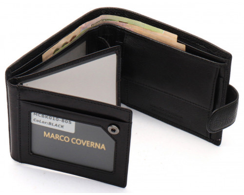Чорне шкіряне портмоне з відділом для документів Marco Coverna MCBK10-805