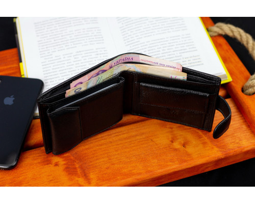 Чорне чоловіче портмоне з натуральної шкіри із візитницею Marco Coverna MC-2057-1