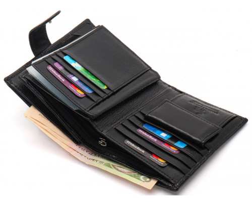 Чорне чоловіче портмоне з натуральної шкіри з відділенням під автодокументи Marco Coverna MC-2090H-1