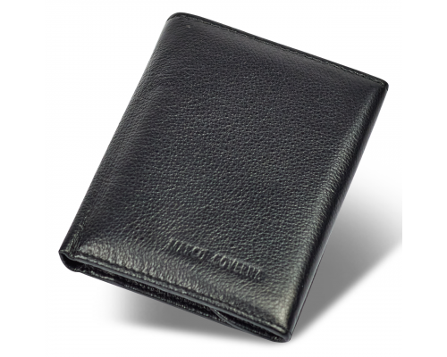 Чорний чоловічий гаманець вертикального типу з натуральної шкіри на магніті Marco Coverna MC-1286