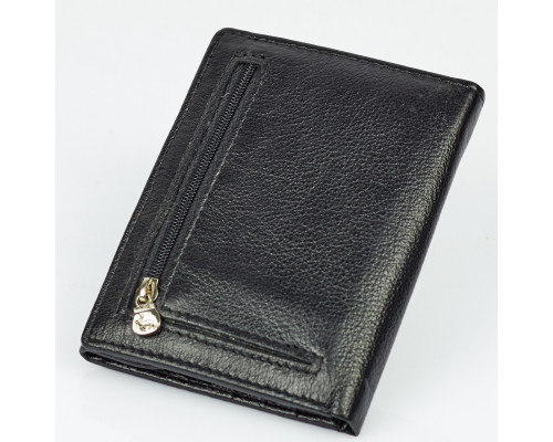 Чорний чоловічий гаманець вертикального типу з натуральної шкіри на магніті Marco Coverna MC-1286