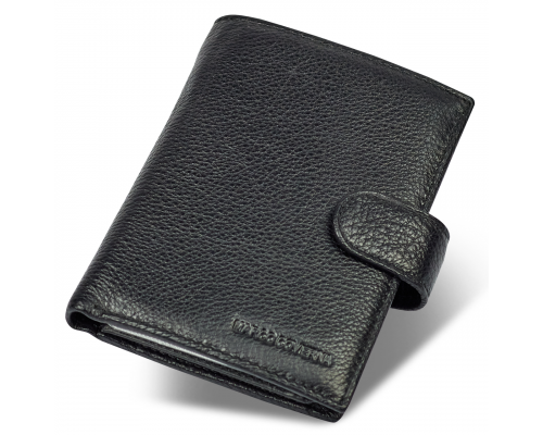 Чорний чоловічий гаманець вертикального типу з натуральної шкіри під документи Marco Coverna MC-5176-1