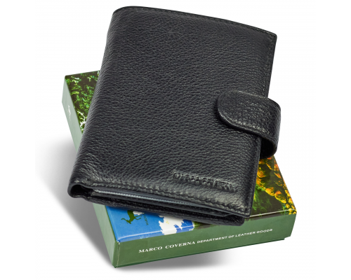 Чорний чоловічий гаманець вертикального типу з натуральної шкіри під документи Marco Coverna MC-5176-1