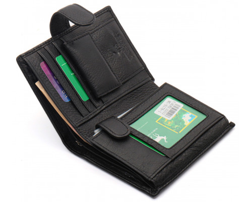 Чорний чоловічий гаманець вертикального типу з натуральної шкіри під документи Marco Coverna MC-5176-1