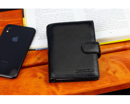 Чорний чоловічий гаманець вертикального типу з натуральної шкіри під документи Marco Coverna MC-5176-1