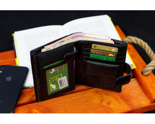 Чорний чоловічий гаманець вертикального типу з натуральної шкіри під документи Marco Coverna MC-5176-1