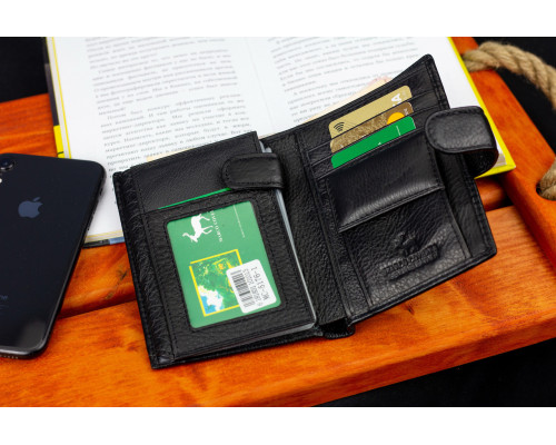 Чорний чоловічий гаманець вертикального типу з натуральної шкіри під документи Marco Coverna MC-5176-1