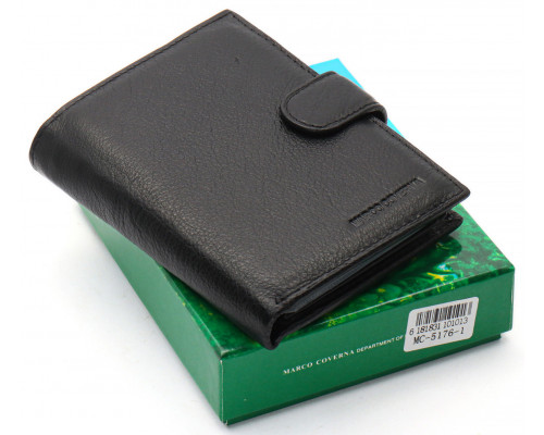 Чорний чоловічий гаманець вертикального типу з натуральної шкіри під документи Marco Coverna MC-5176-1