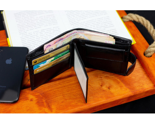 Чорне класичне портмоне з натуральної шкіри Marco Coverna MC-2003Н-1