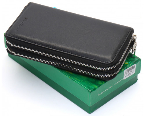 Чорний чоловічий клатч на дві блискавки з натуральної шкіри Marco Coverna MC-801-1