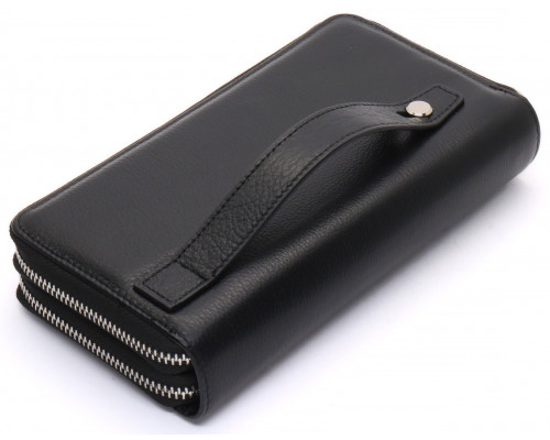 Чорний чоловічий клатч на дві блискавки з натуральної шкіри Marco Coverna MC-801-1