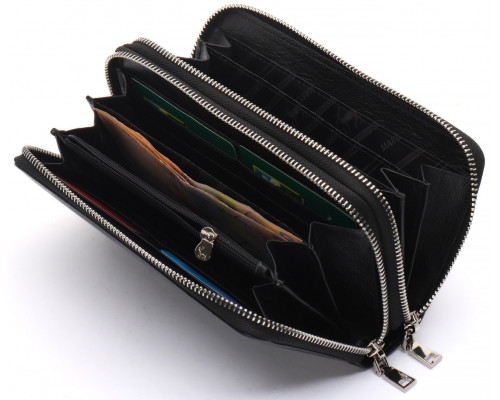 Чорний чоловічий клатч на дві блискавки з натуральної шкіри Marco Coverna MC-801-1