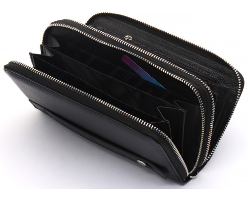 Чорний чоловічий клатч на дві блискавки з натуральної шкіри Marco Coverna MC-801-1