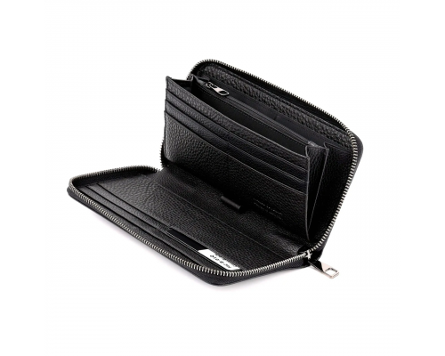 Чорний чоловічий клатч на дві блискавки з натуральної шкіри Marco Coverna MC-801-1