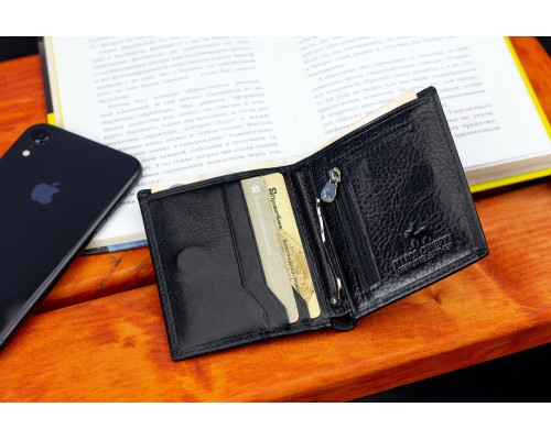 Чорне маленьке портмоне на магніті з затискачем MARCO COVERNA MC-101Н-1