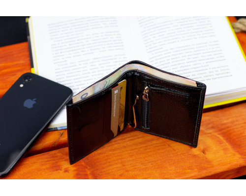 Чорне маленьке портмоне на магніті з затискачем MARCO COVERNA MC-101Н-1