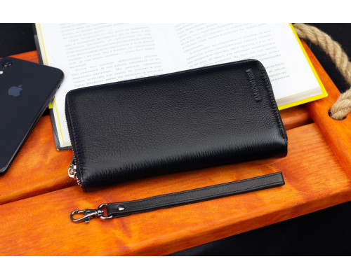 Чорний чоловічий гаманець-клатч на блискавці з натуральної шкіри Marco Coverna MC-802-1