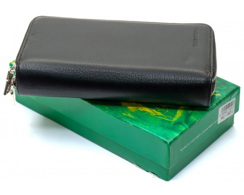 Чорний чоловічий гаманець-клатч на дві блискавки з натуральної шкіри Marco Coverna MC-801