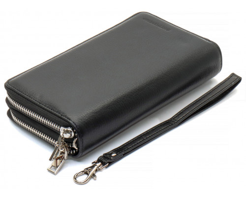 Чорний чоловічий гаманець-клатч на дві блискавки з натуральної шкіри Marco Coverna MC-801