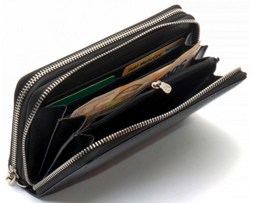 Чорний чоловічий гаманець-клатч на дві блискавки з натуральної шкіри Marco Coverna MC-801