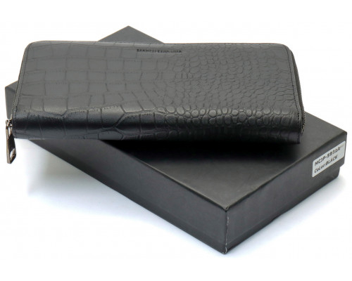 Чорний гаманець-клатч на блискавці з блоком під картки із натуральної шкіри Marco Coverna MCJP-5901A