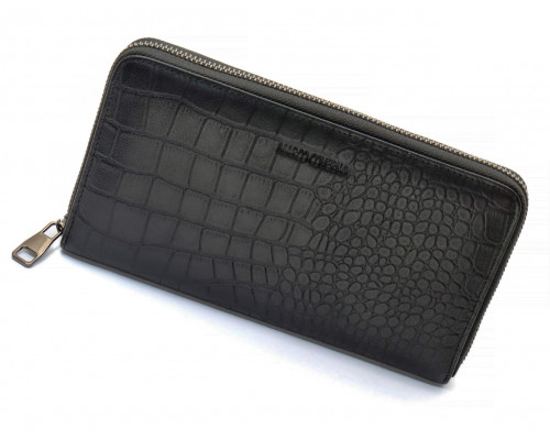 Чорний гаманець-клатч на блискавці з блоком під картки із натуральної шкіри Marco Coverna MCJP-5901A