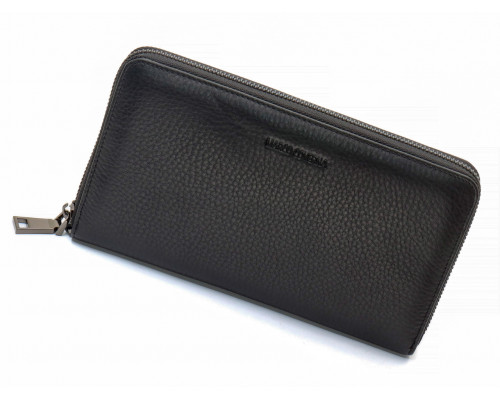 Чорний гаманець-клатч з блоком під картки під однією блискавкою з натуральної шкіри Marco Coverna МС-5901Q