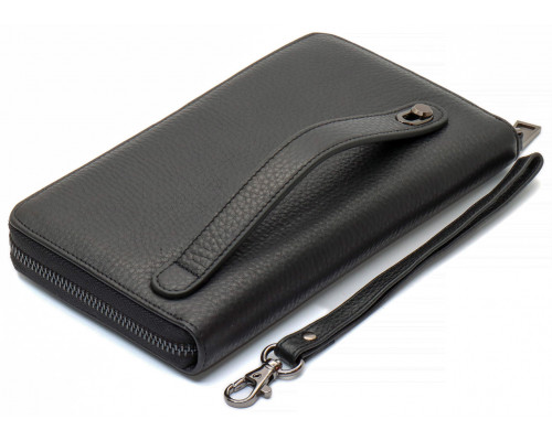 Чорний гаманець-клатч з блоком під картки під однією блискавкою з натуральної шкіри Marco Coverna МС-5901Q